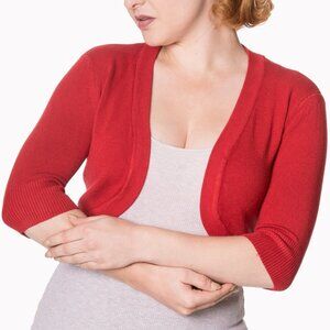 Red Fine Knit Cropped Bolero Shrug – Super Soft Stretch Knit